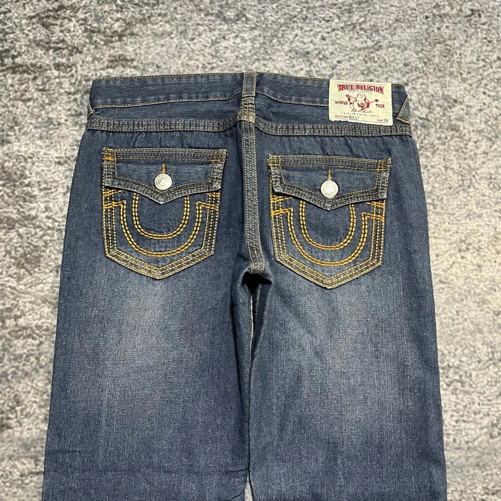 True Religion Billy Jeans Mens 36x32‎ Blue Denim Y2K Bootcut Baggy Hip-Hop